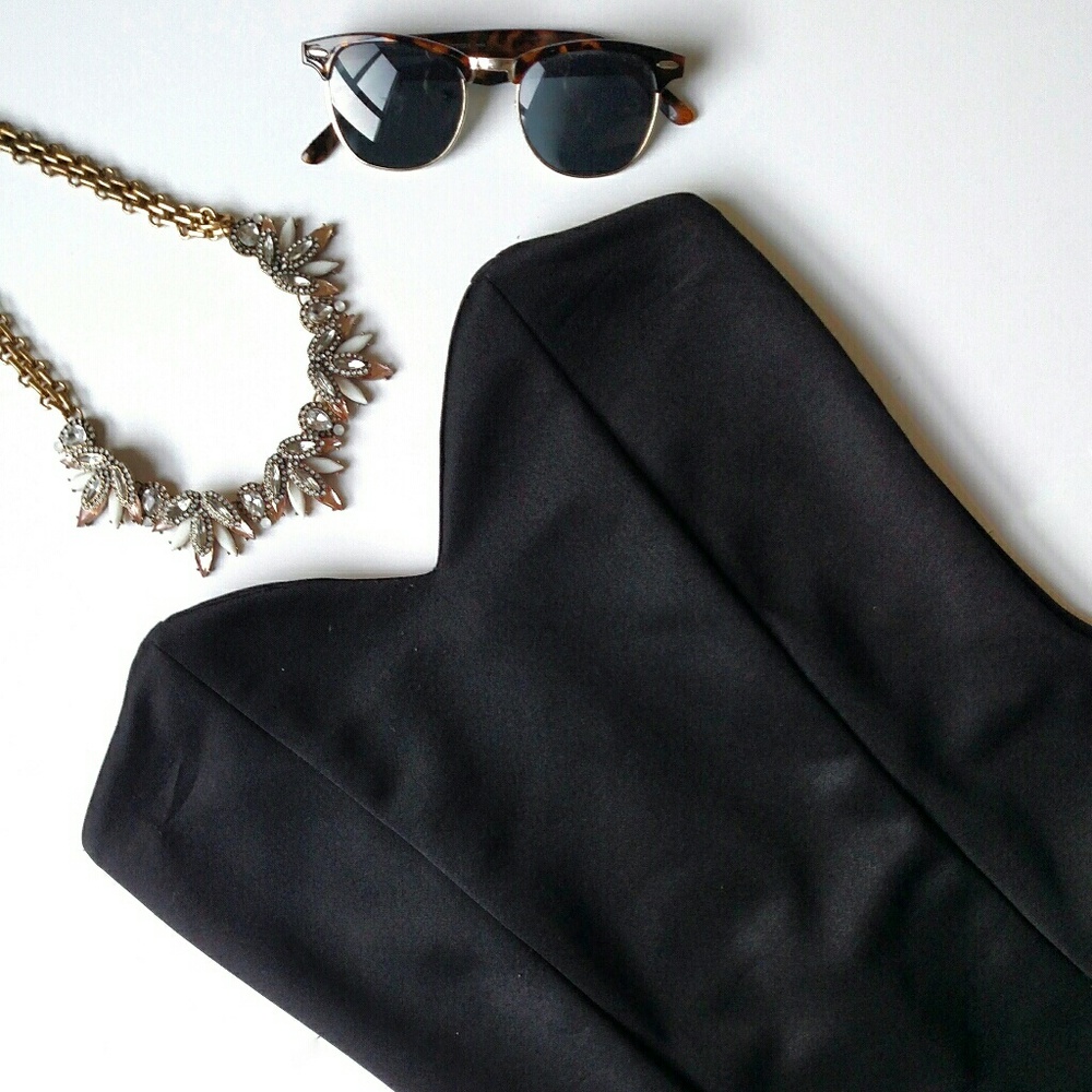 Black Strapless Sweetheart Bodycon Club Mini Dress