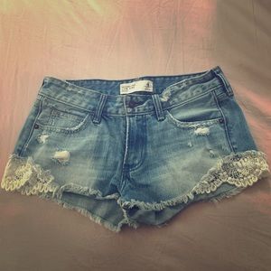 A&F Lace Accent Denim Shorts