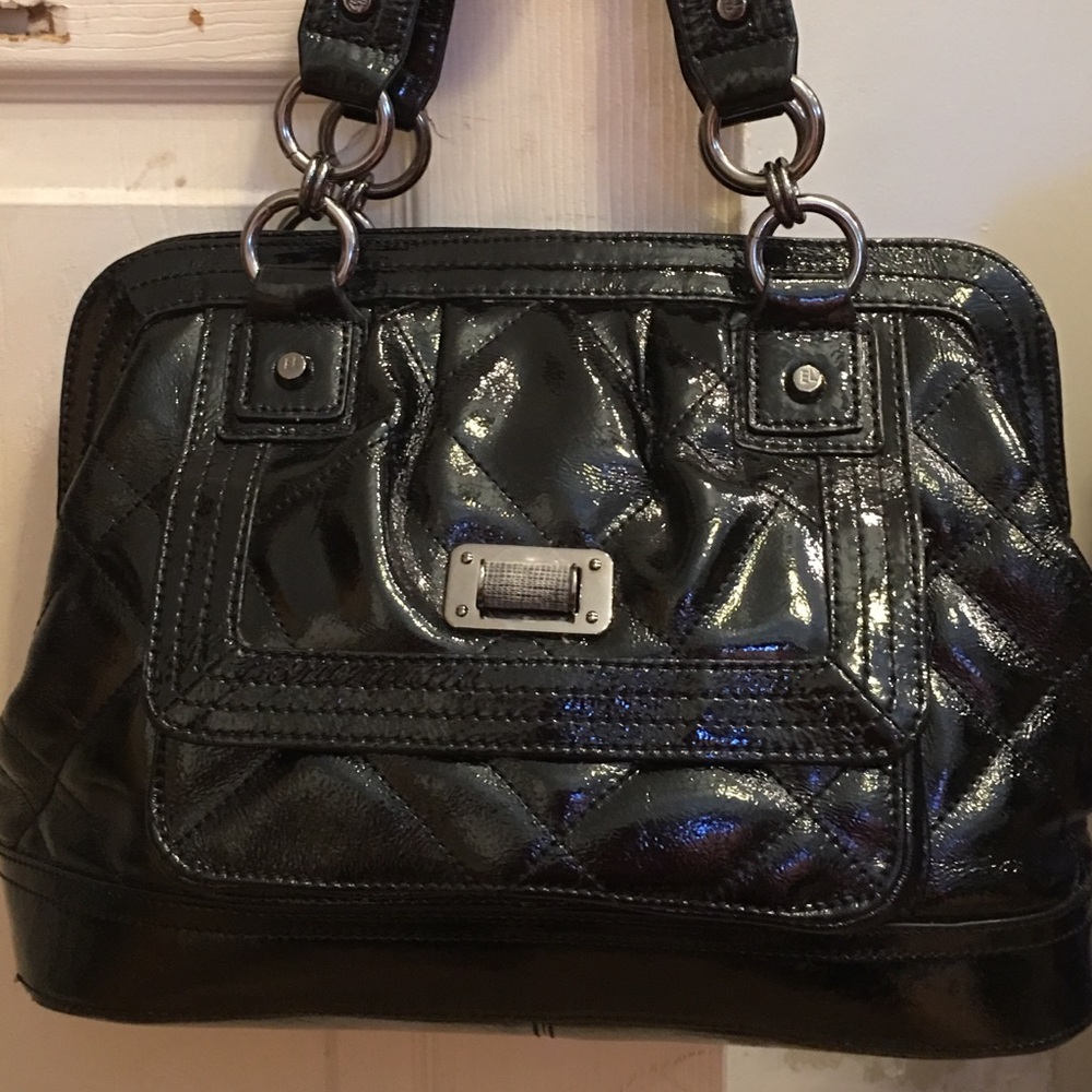 Elliot Luca black patent leather small satchel