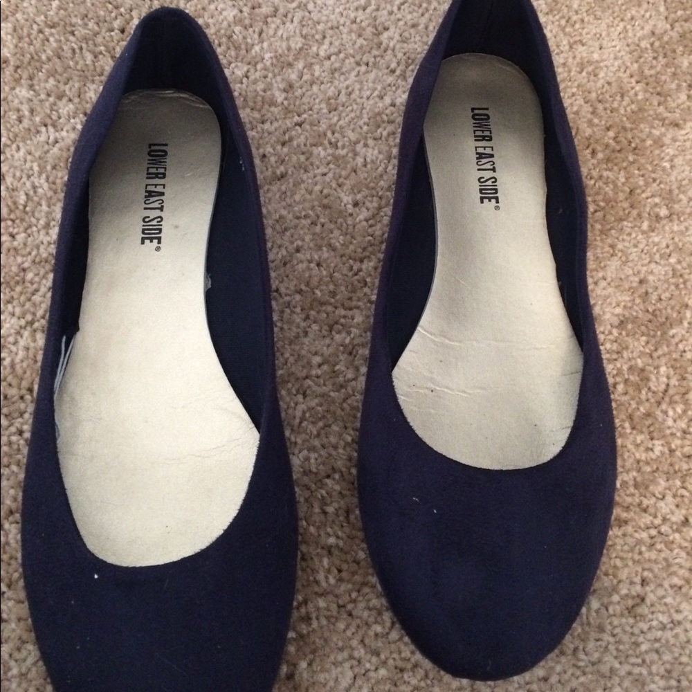 Blue suede flats