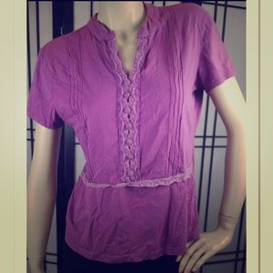 Beautiful Lilac Purple Lace Detail Blouse - Large