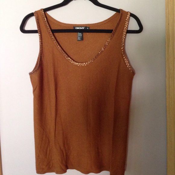 DKNY Bronze Silk Cashmere Shell - Picture 1 of 2