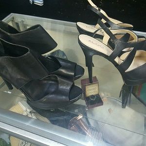 Leather heels one pair Aldo one pair Nine West