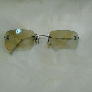 90's rimless rectangular green sunglasses