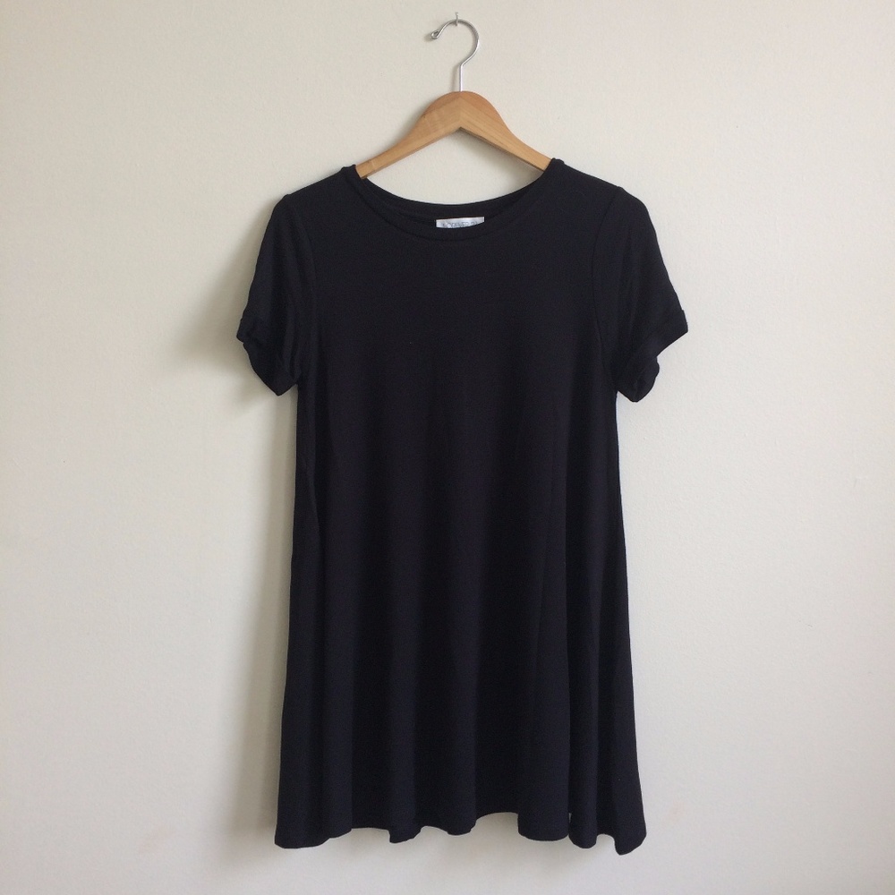 F21 Black terry swing dress S