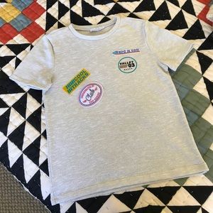 ZARA silver and white knit tee shirt