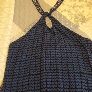 Halter top with silver beaded neck