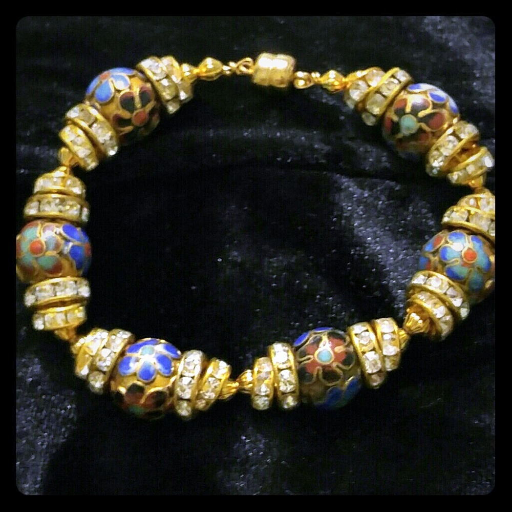 #0037 Vintage Cloisonne Bead Bracelet