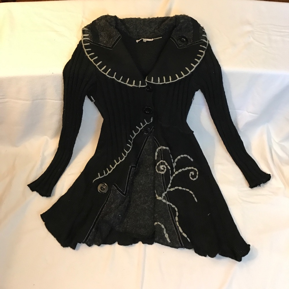 Mixed media black cardigan