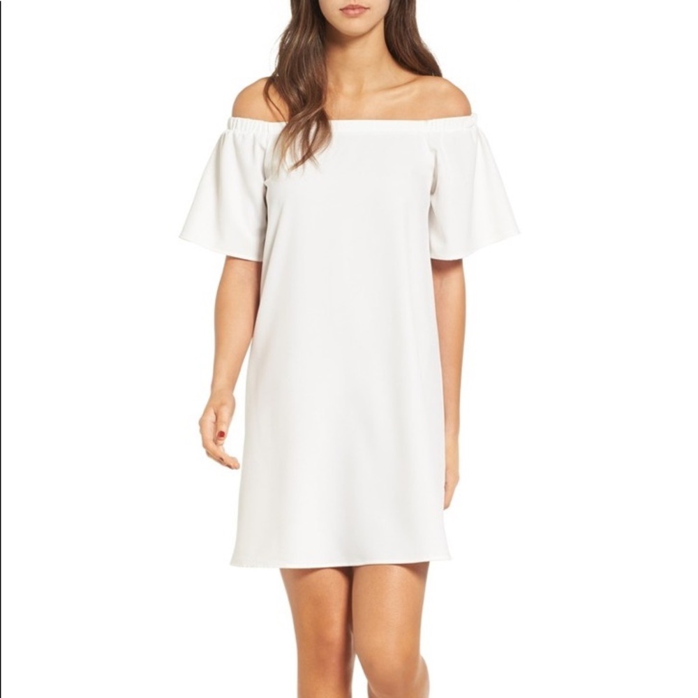 White BP. Off the shoulder shift dress in size S