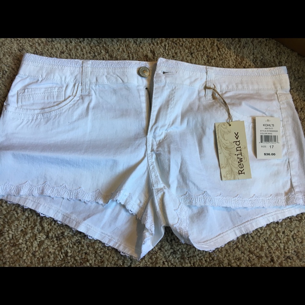 White Lace Denim Shorts