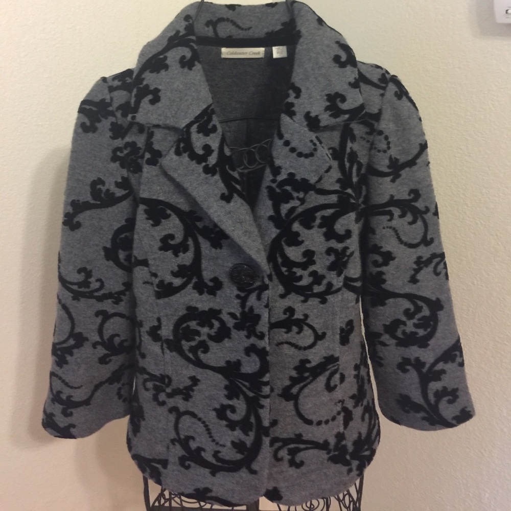 ColdWater Creek Wool Blazer with Damask Design