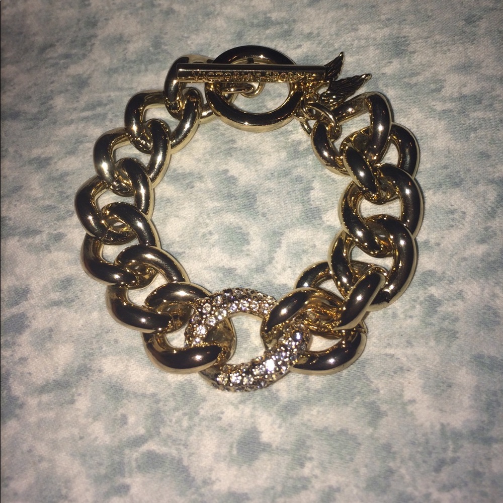 Victoria's Secret Gold Bracelet with Rhinestones