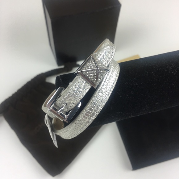 MICHAEL KORS SILVER LEATHER Wrap BRACELET NEW BOX - Picture 6 of 8