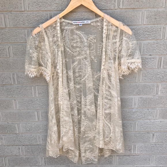 Corey Lynn Calter...clc... Tops - Corey Lynn Calter Lace Drapey Open Front Cardigan