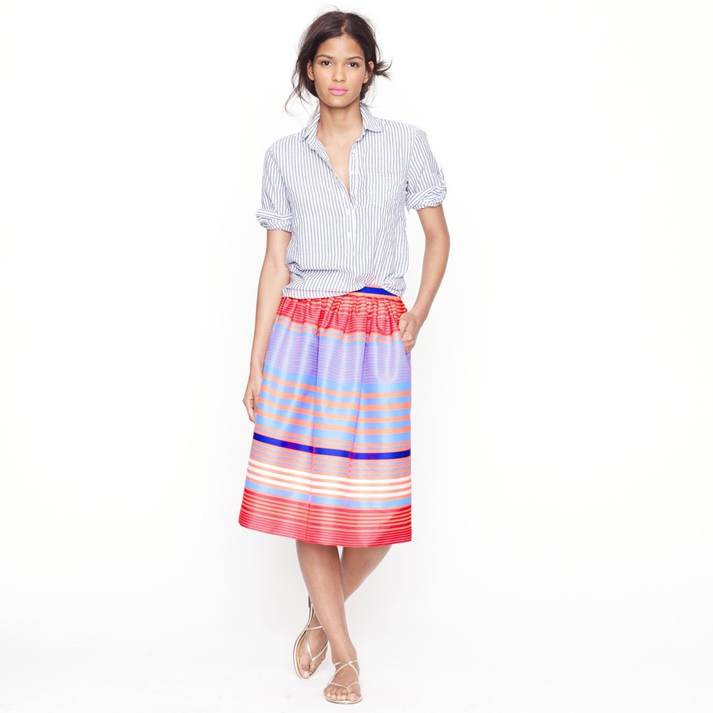 J.Crew Collection Neon Stripe Midi Skirt