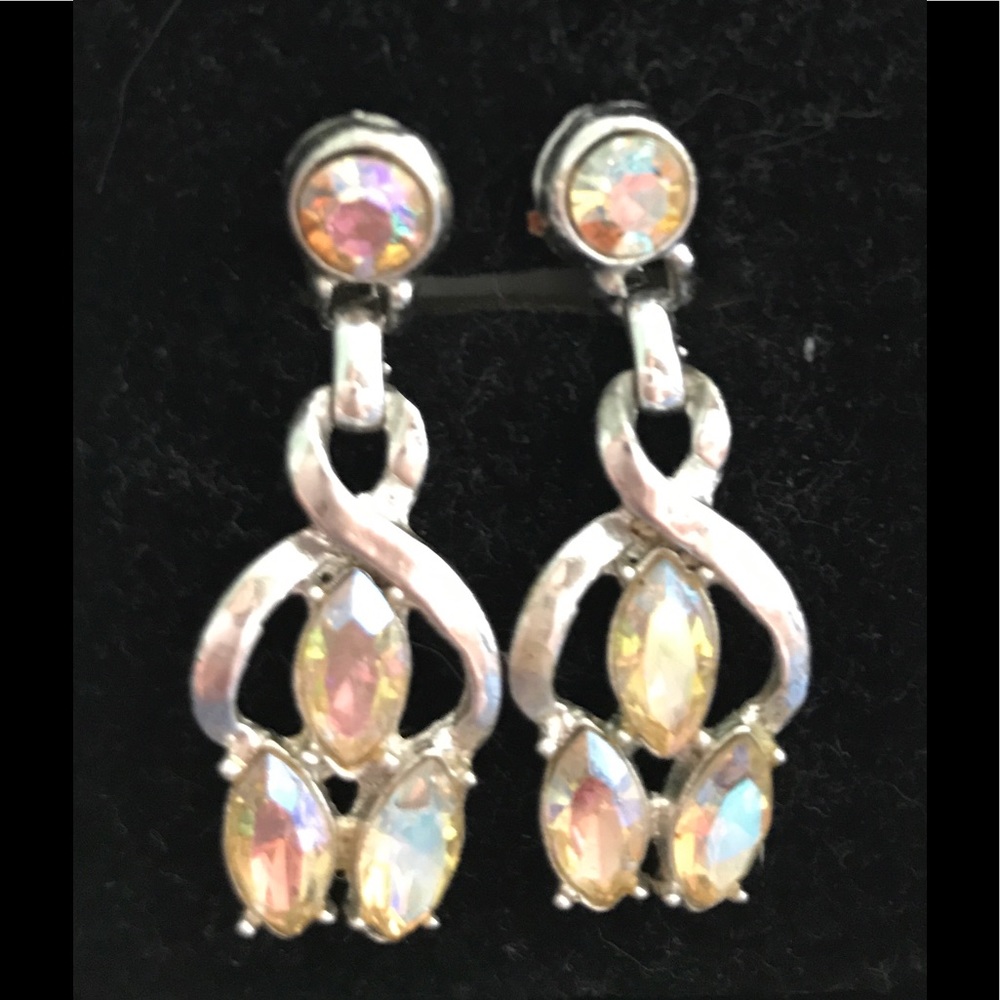 Vintage Screw Post Iridescent Drop Earrings