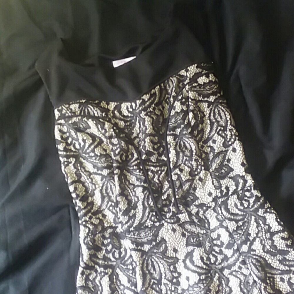 Laced black and white knee length dress