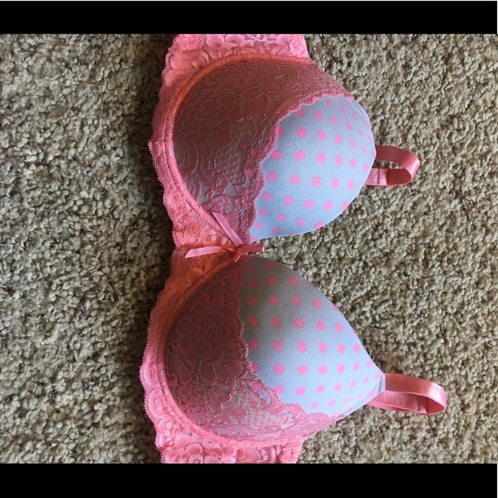 Pink and Grey Lace Bra