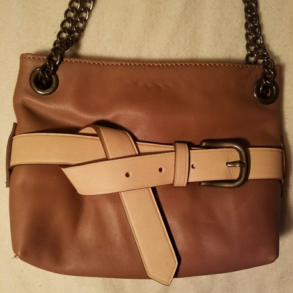 Ann Taylor brown and tan leather handbag/crossbody