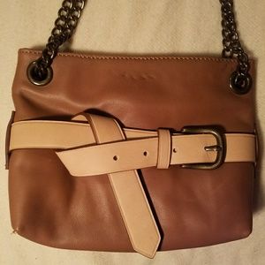 Ann Taylor brown and tan leather handbag/crossbody
