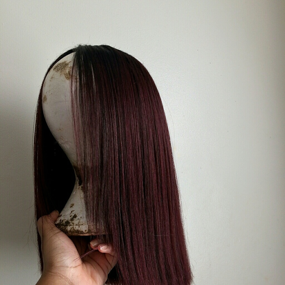 Ombre burgundy lace front wig