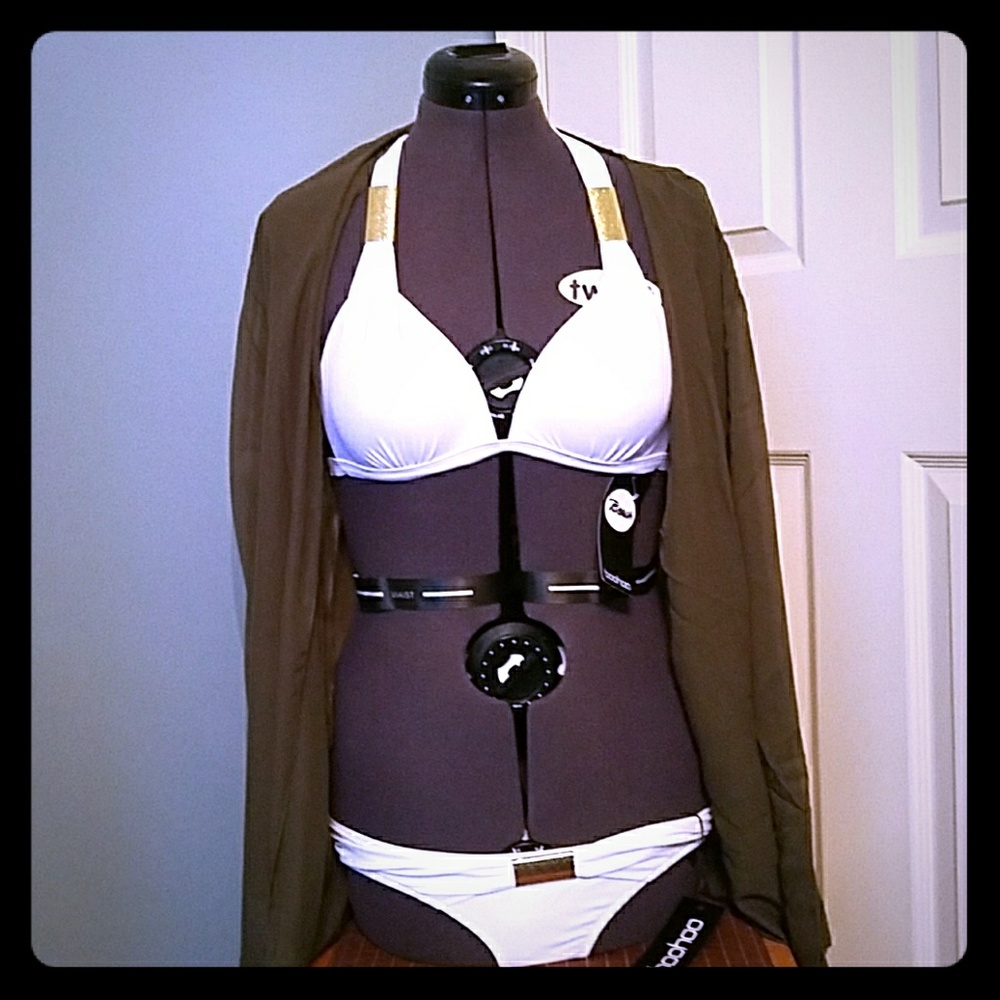 BooHoo White Halter Bikini - Brand New!