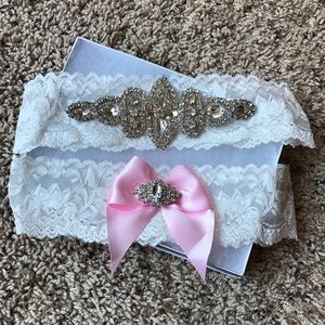 Crystal and Lace Wedding Garter Set