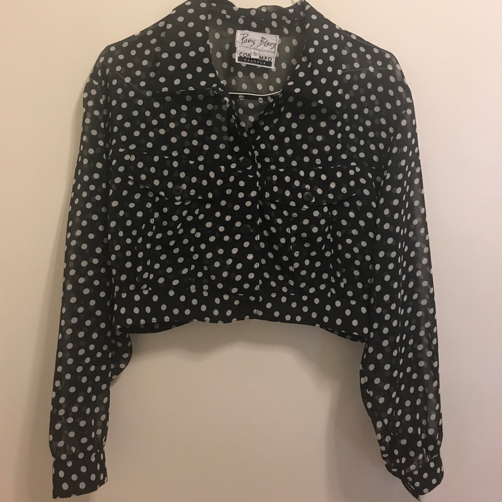 Sheer Polka Dot Cropped Top/Jacket