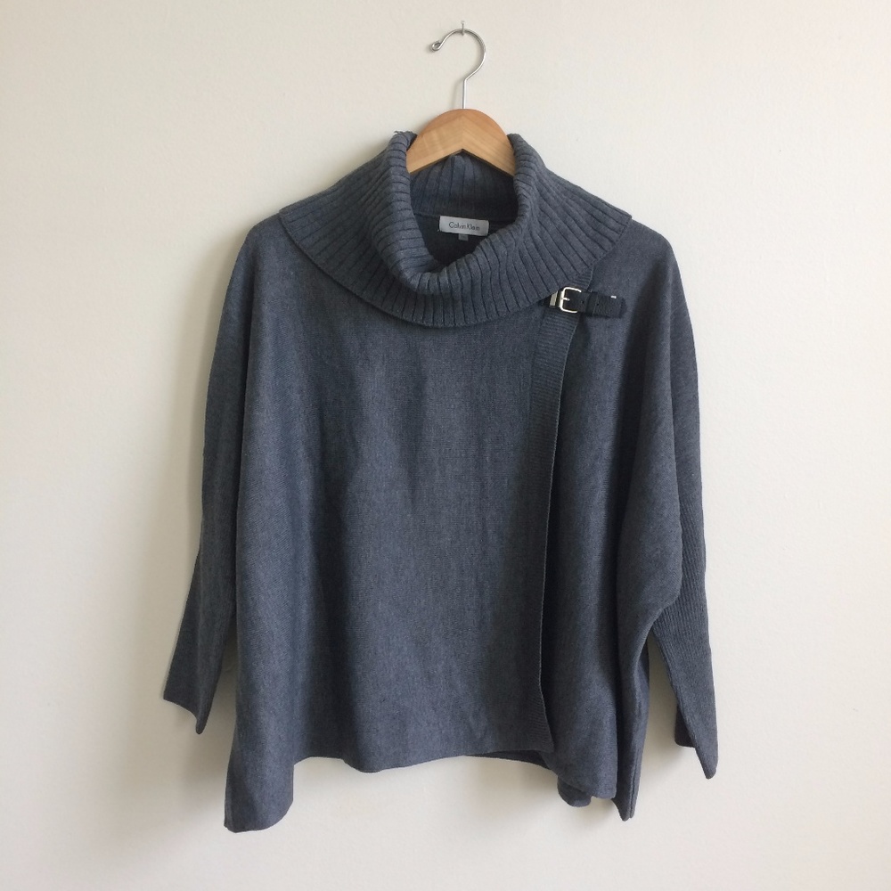 CK gray turtle neck sweater top S/M