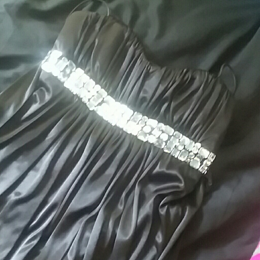 Fake jem stone silk short dress