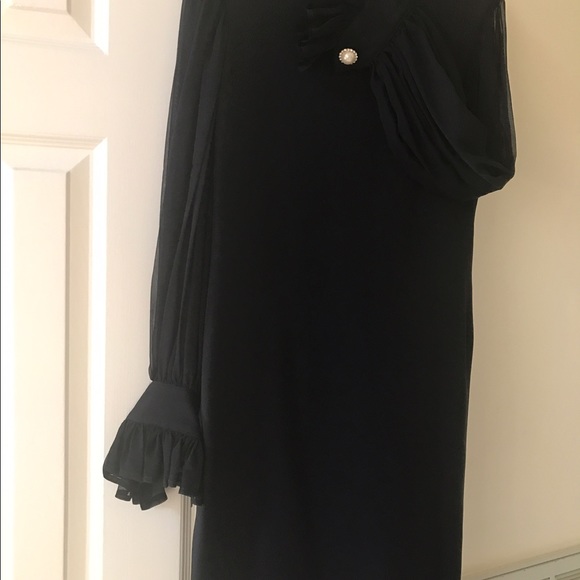 Anne Klein Chiffon size 6Black pearl button sleeve - Picture 1 of 2