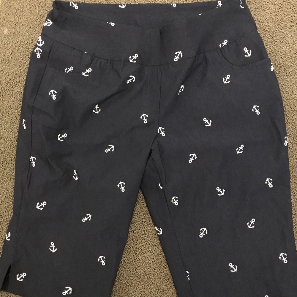 Lulu B nautical navy shorts with metallic anchors
