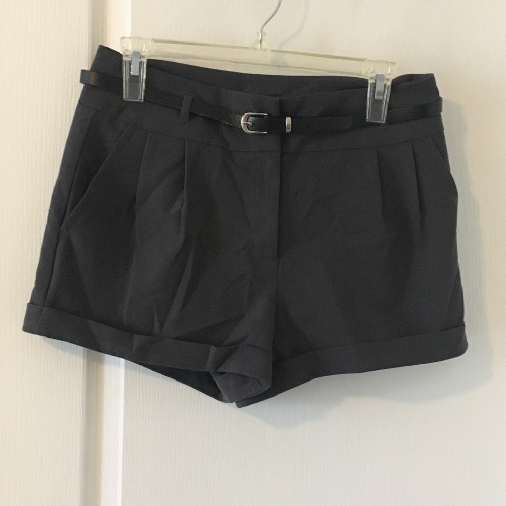 Gray shorts with black belt