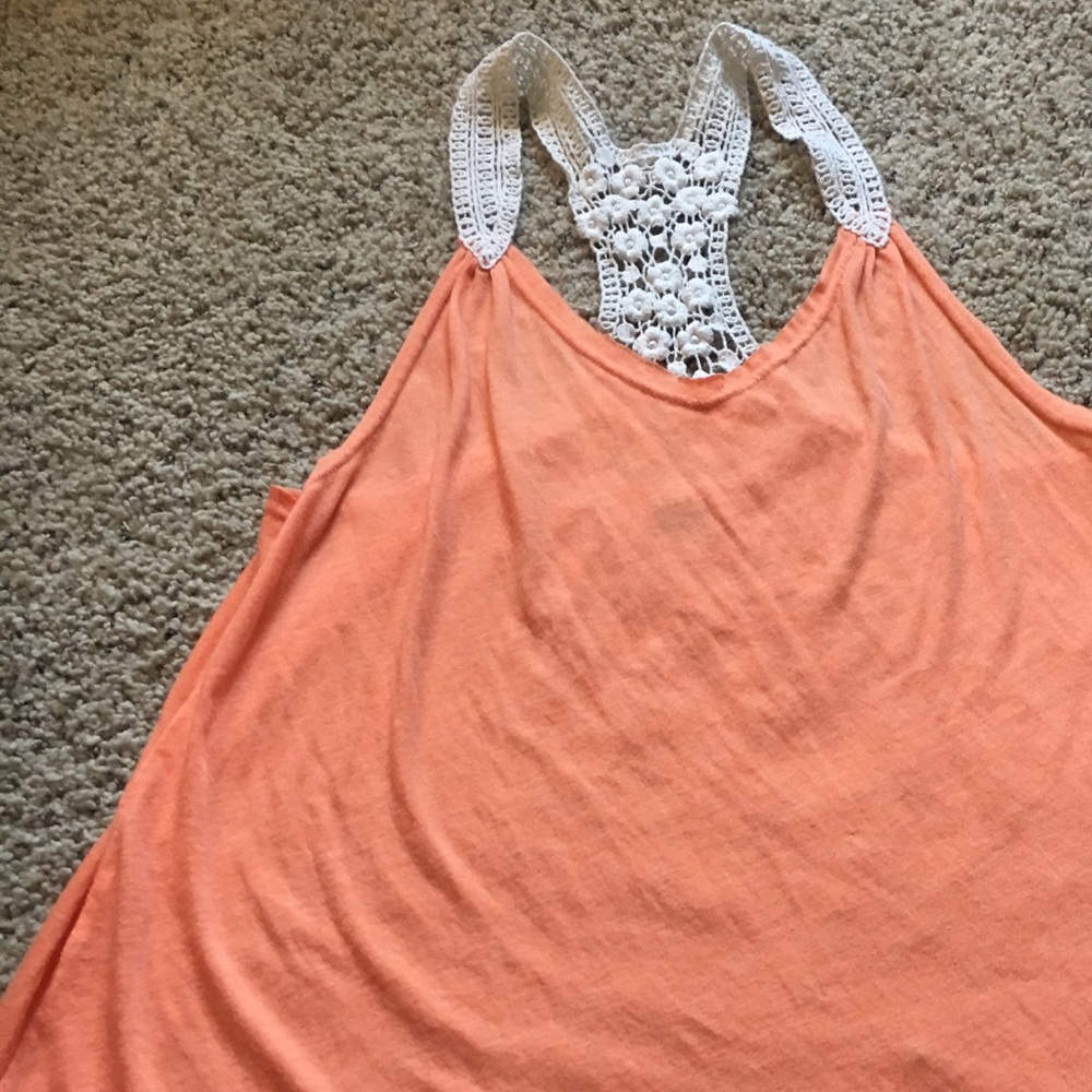 Orange and Lace Razorback  Tank Top
