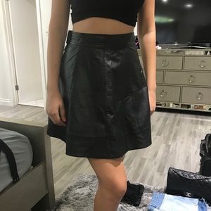Leather black skirt