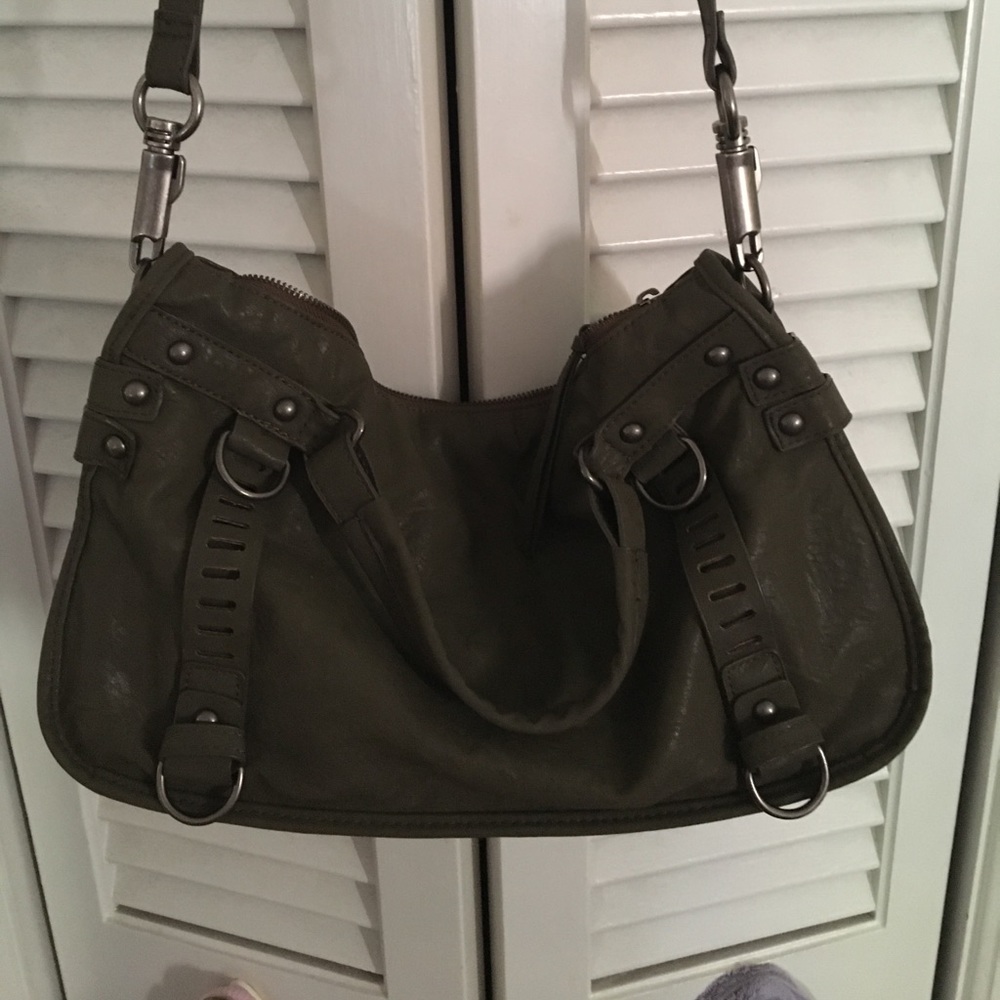 Army Green faux leather crossbody/tote