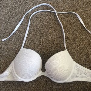 Push up white crocheted bikini top