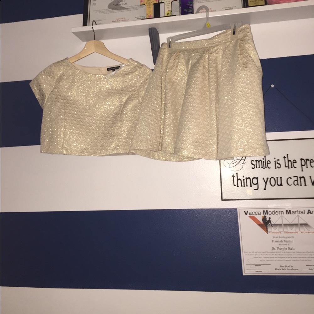 SEQUIN HEARTS gold 2 piece dress