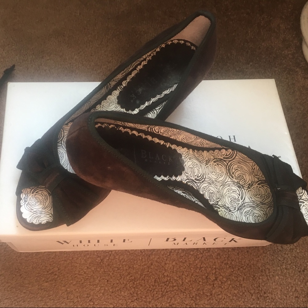 White House Black Market Brown Suede 1 inch Heels