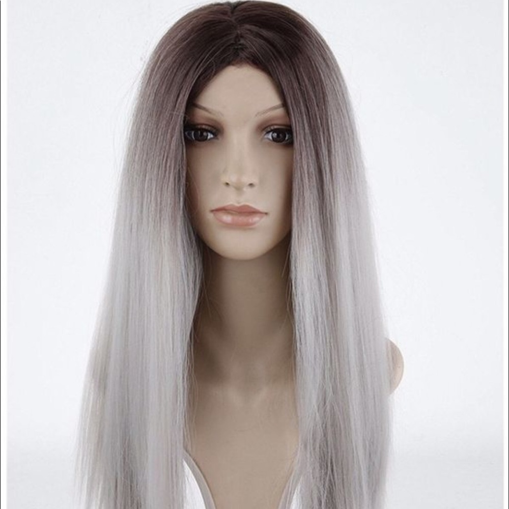Grey ombré sintética wig
