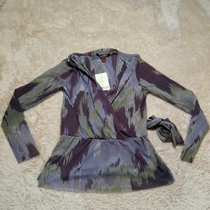 Sweet Pea Anthro Blouson Tie Wrap Top NWT