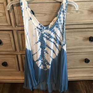 Blue and White Tie Dye top. Size medium.