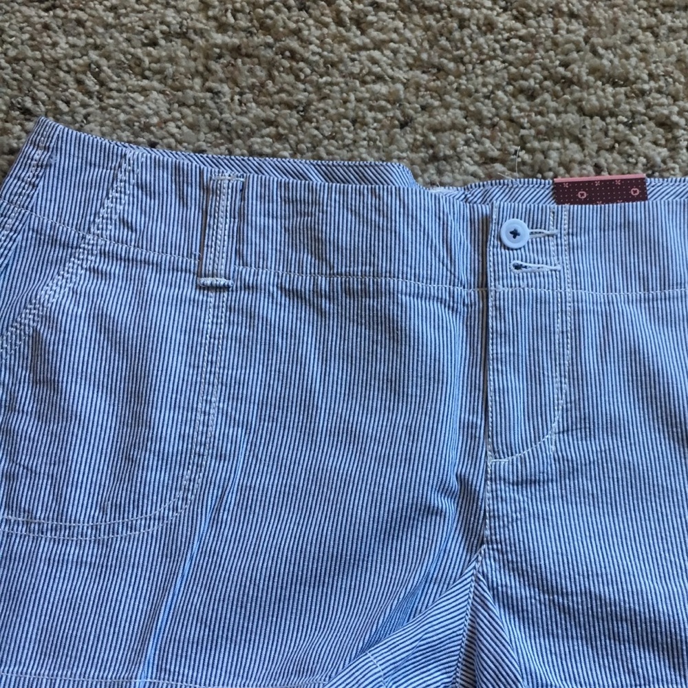 White and Blue Stripes Shorts