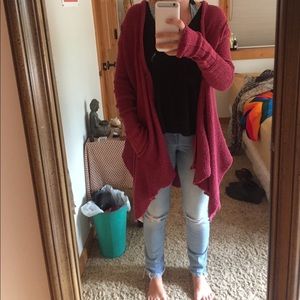 Free People Red Cardigan