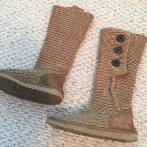 UGG Tall Sweater Knit Boots. Brown. Size 9