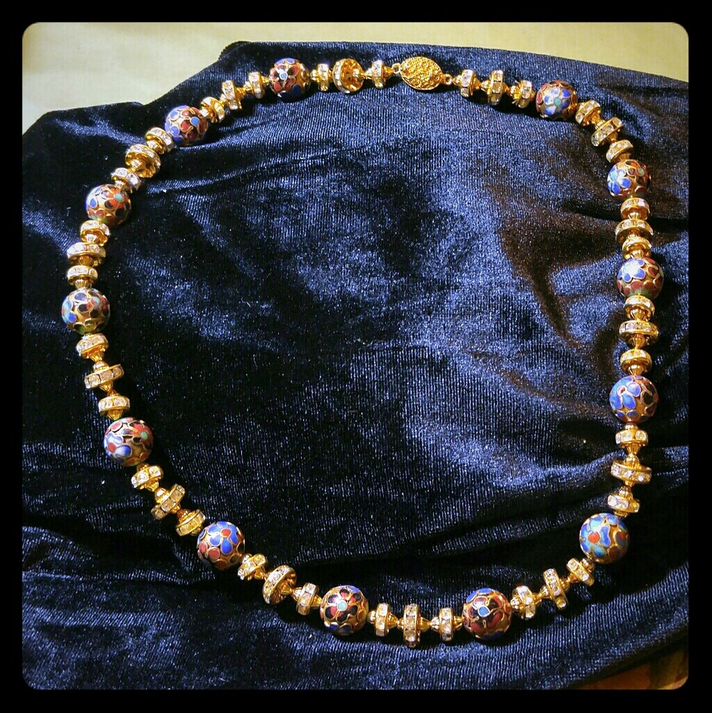 #0038 "Midnight Blue Sky" Cloisonne Necklace