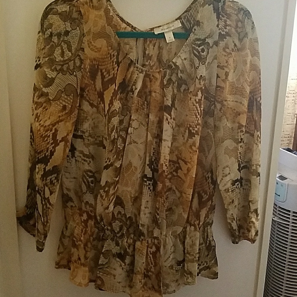 Sheer natural multi color top