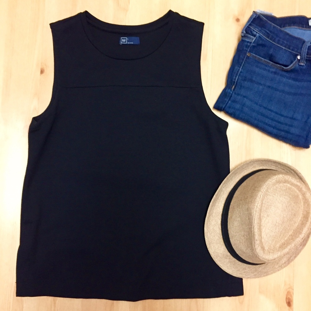Gap Black Tank Top with Side Zippers