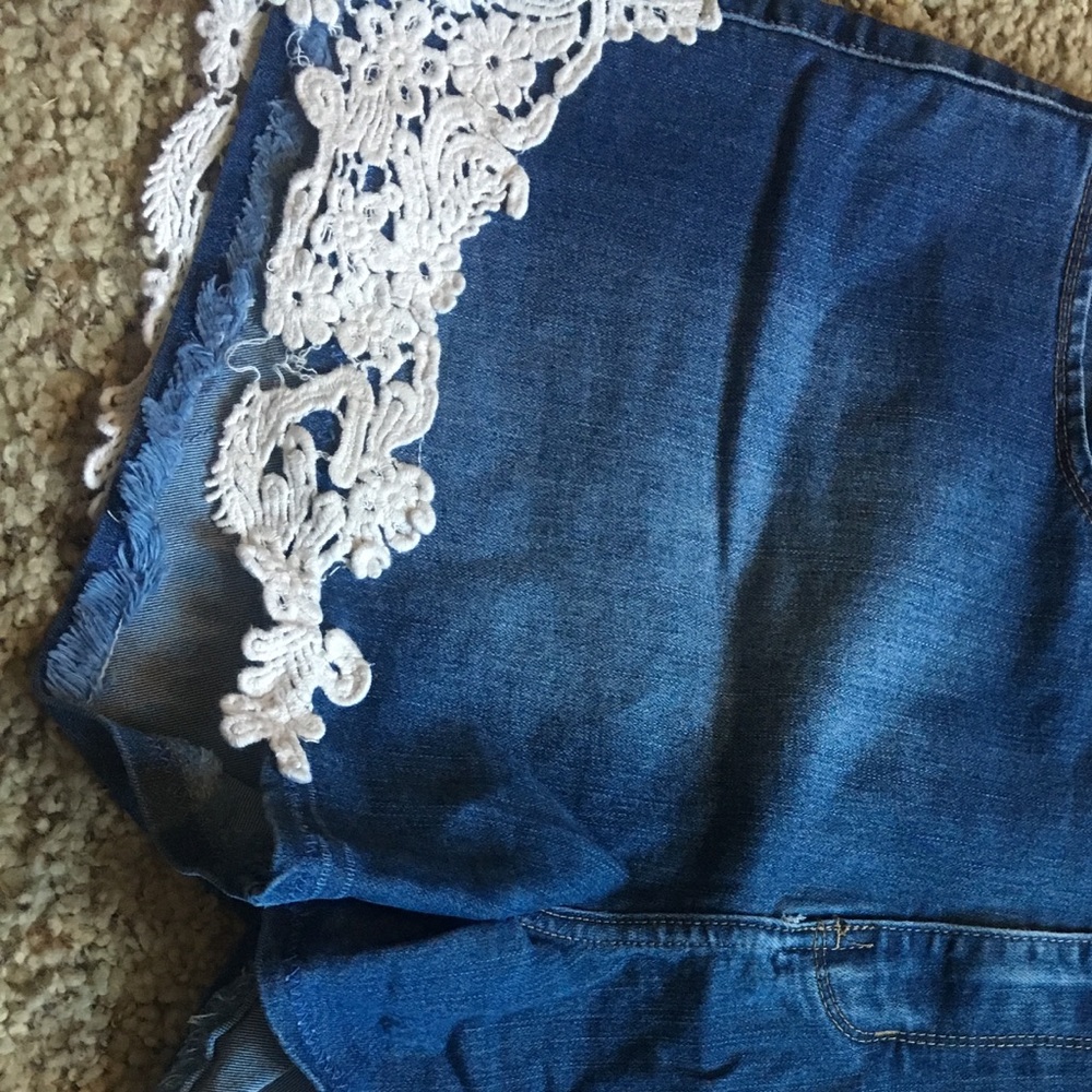 Lace Denim Shorts